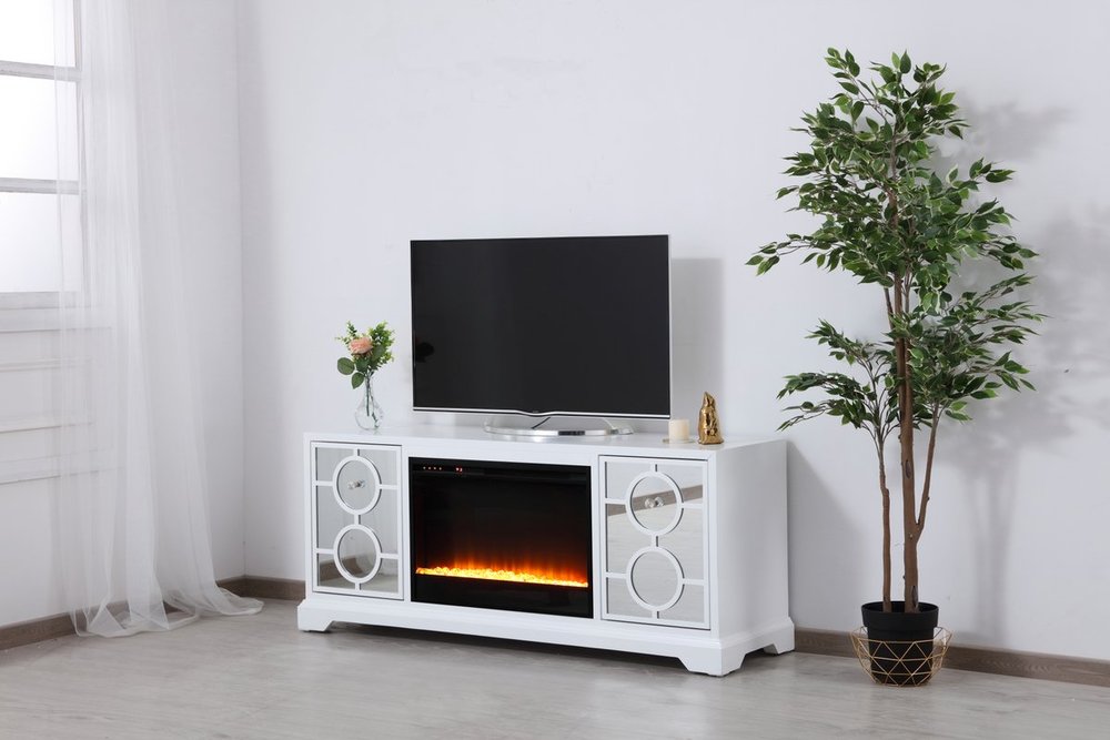 Elegant TV Stand with Fireplace Insert - Thumbnail 4