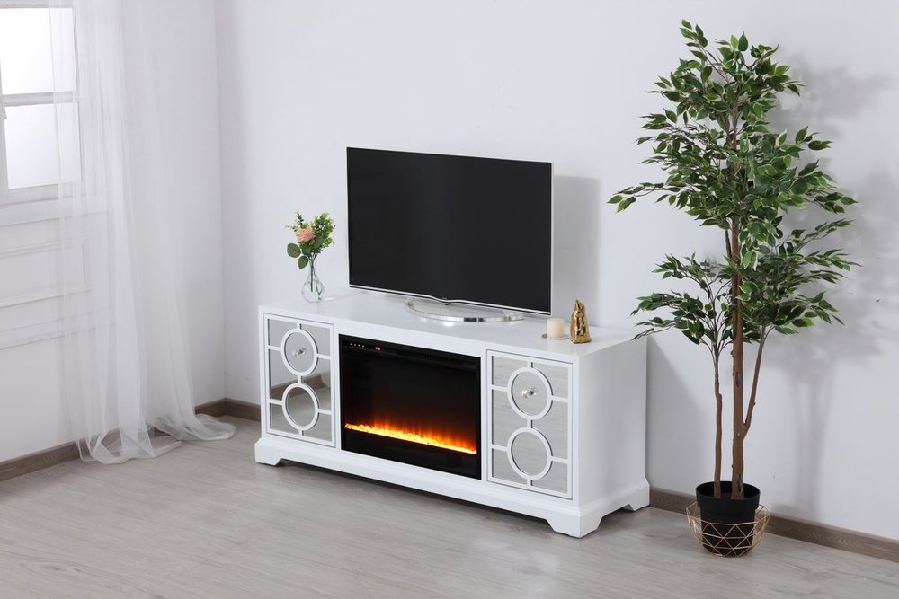 Elegant TV Stand with Fireplace Insert - Thumbnail 5